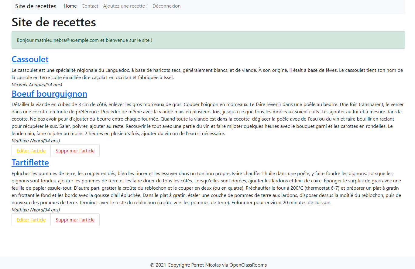 Photo du site de partage de recettes